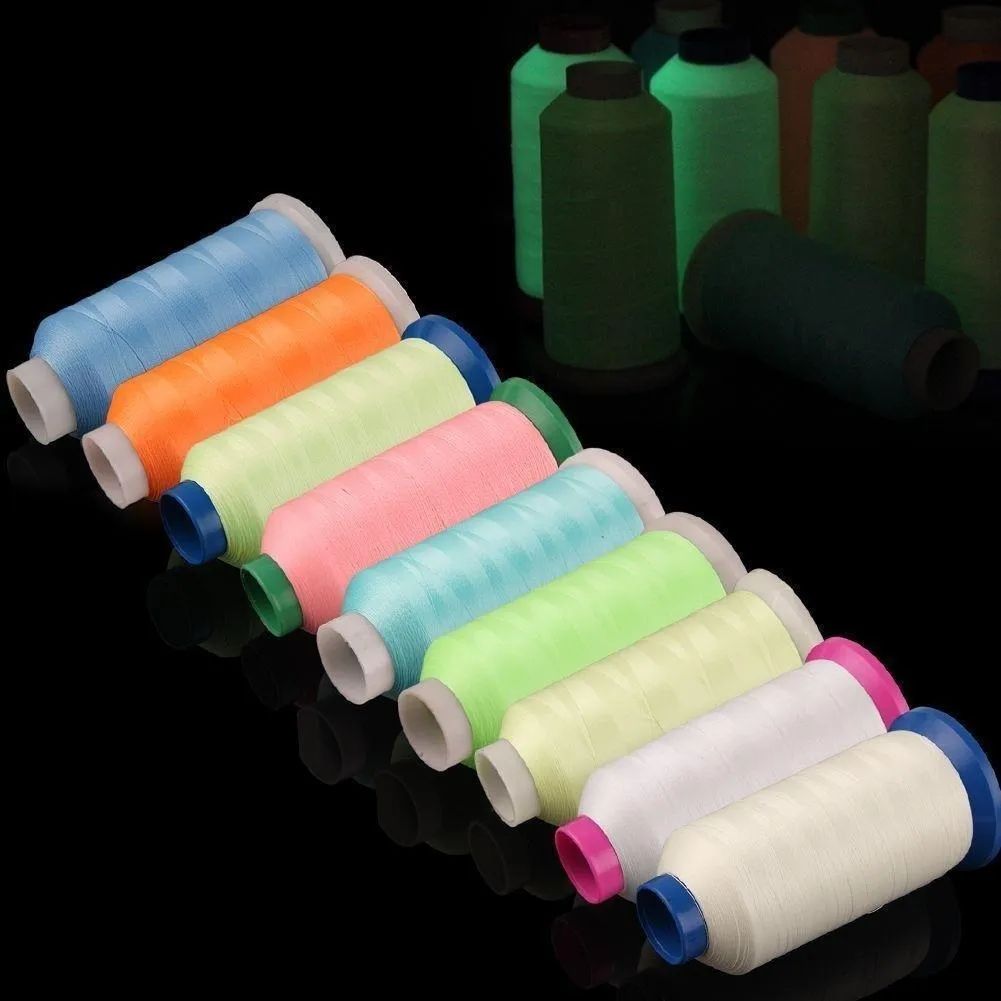 1000 Yards Spool Luminous Glow In The Dark Machine Hand Embroidery Sewing Thread