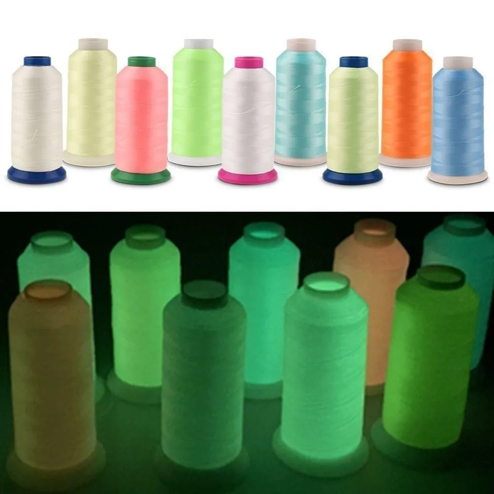 1000 Yards Spool Luminous Glow In The Dark Machine Hand Embroidery Sewing Thread