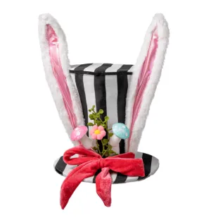 12" Black & White Stripe Bunny Top Hat Decor - 63774BKWT