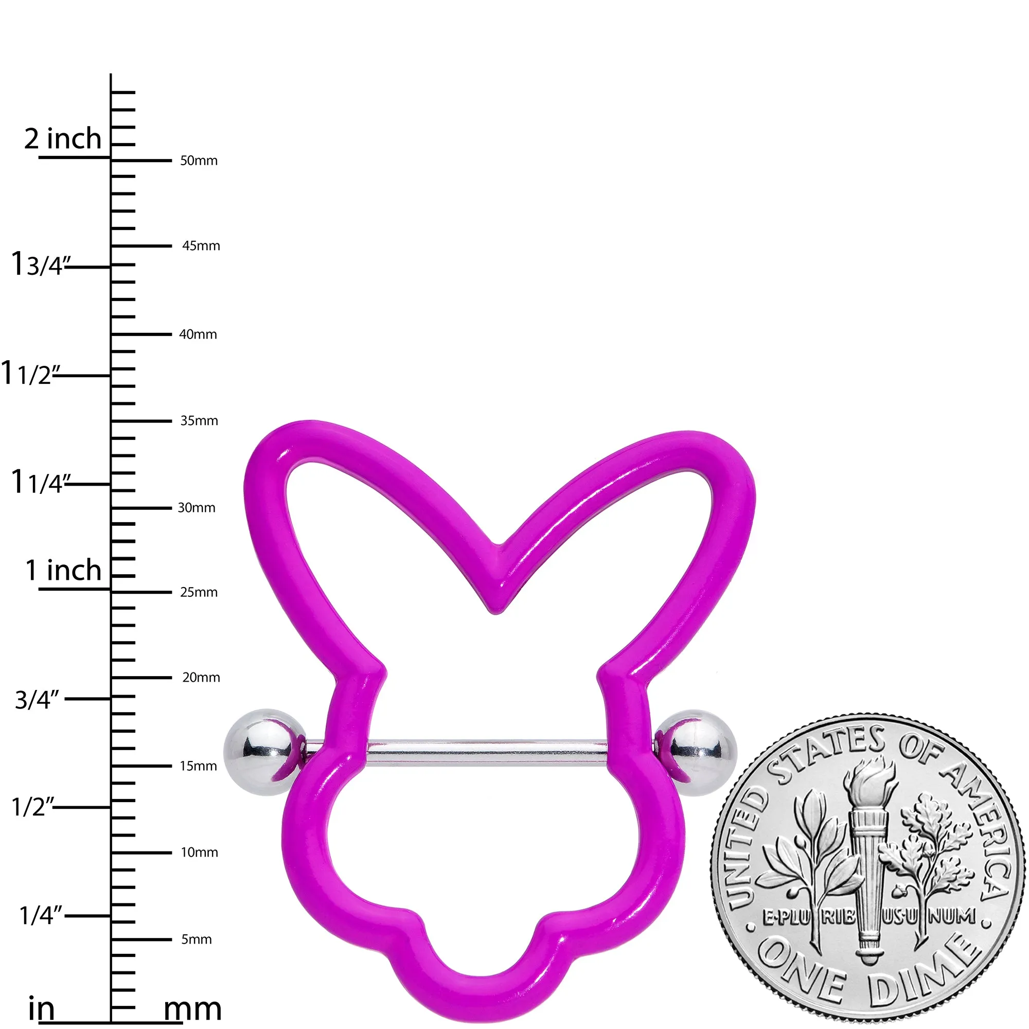 14 Gauge 9/16 Pink Glow in the Dark Easter Bunny Nipple Shield Set