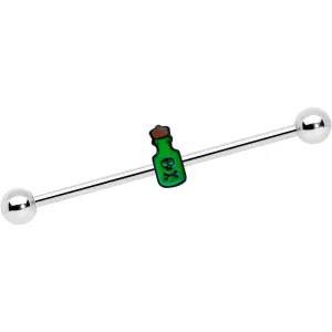 14 Gauge Poison Green Bottle Glow in the Dark Industrial Barbell 38mm