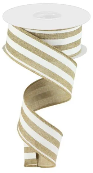 1.5" Cabana Stripe: Light Beige, White (10 Yards) RGC156201