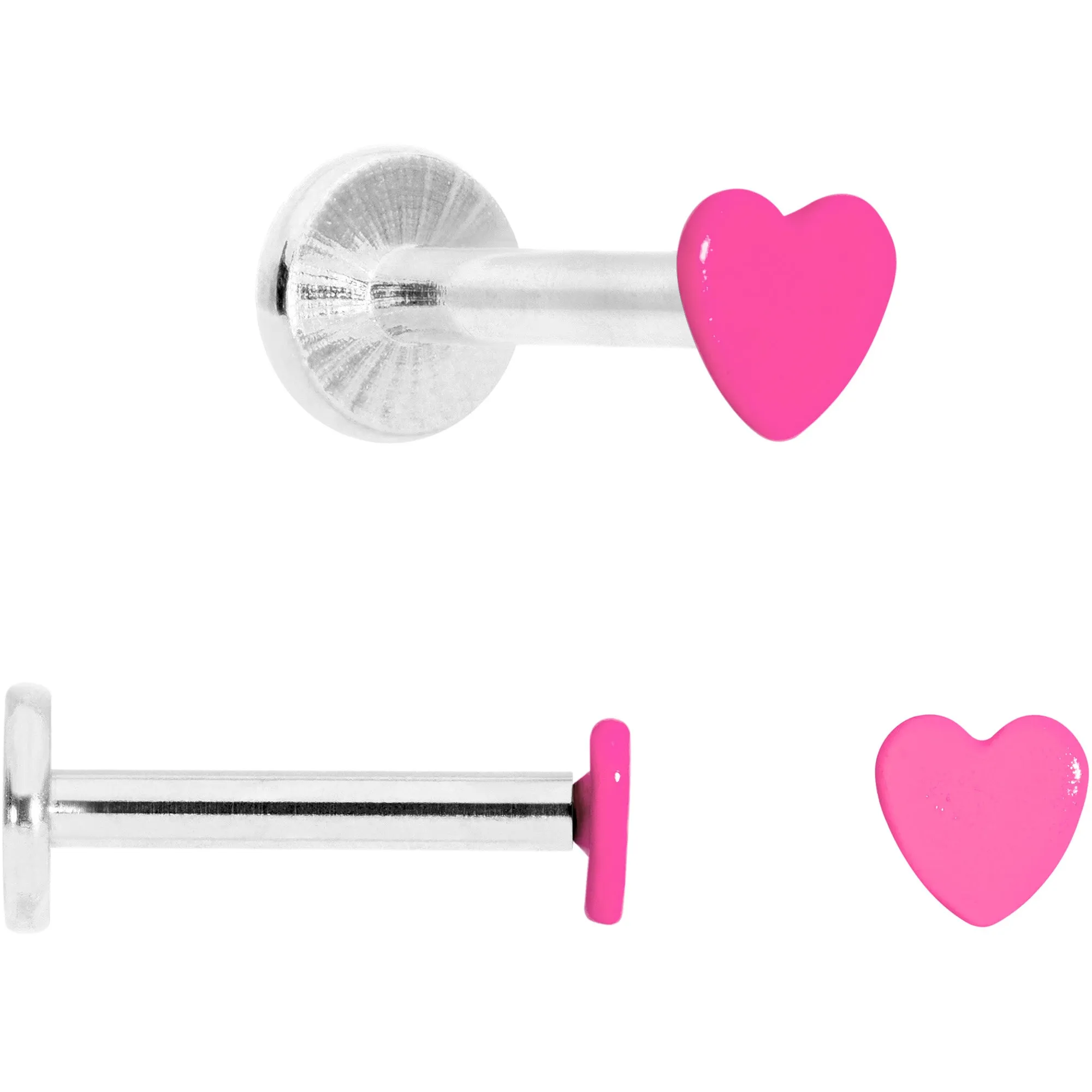 16 Gauge 5/16 Pink Glow Star Heart Labret Set of 3