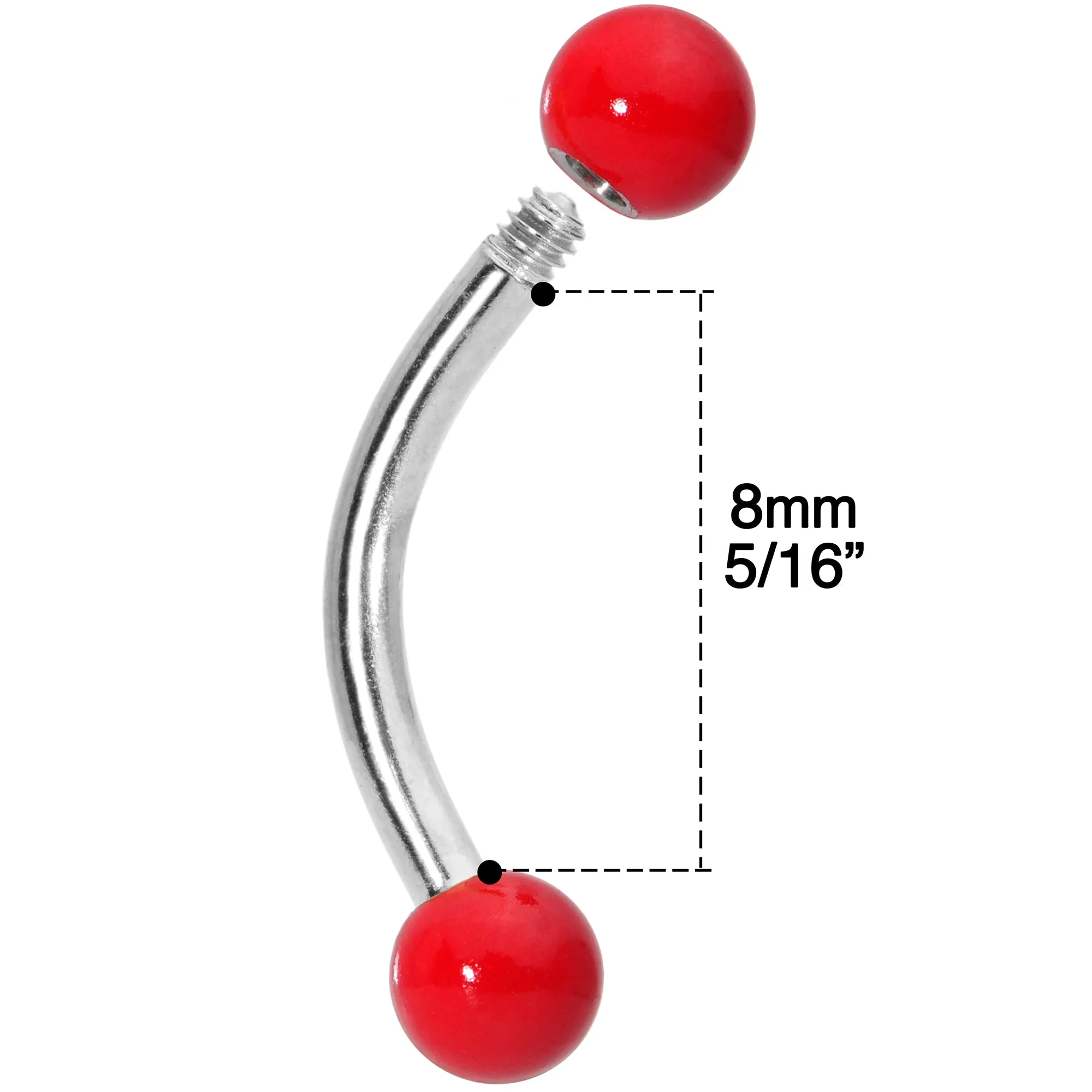 16 Gauge 5/16 Red Yellow Blue Glow in the Dark Curved Barbell Set of 3
