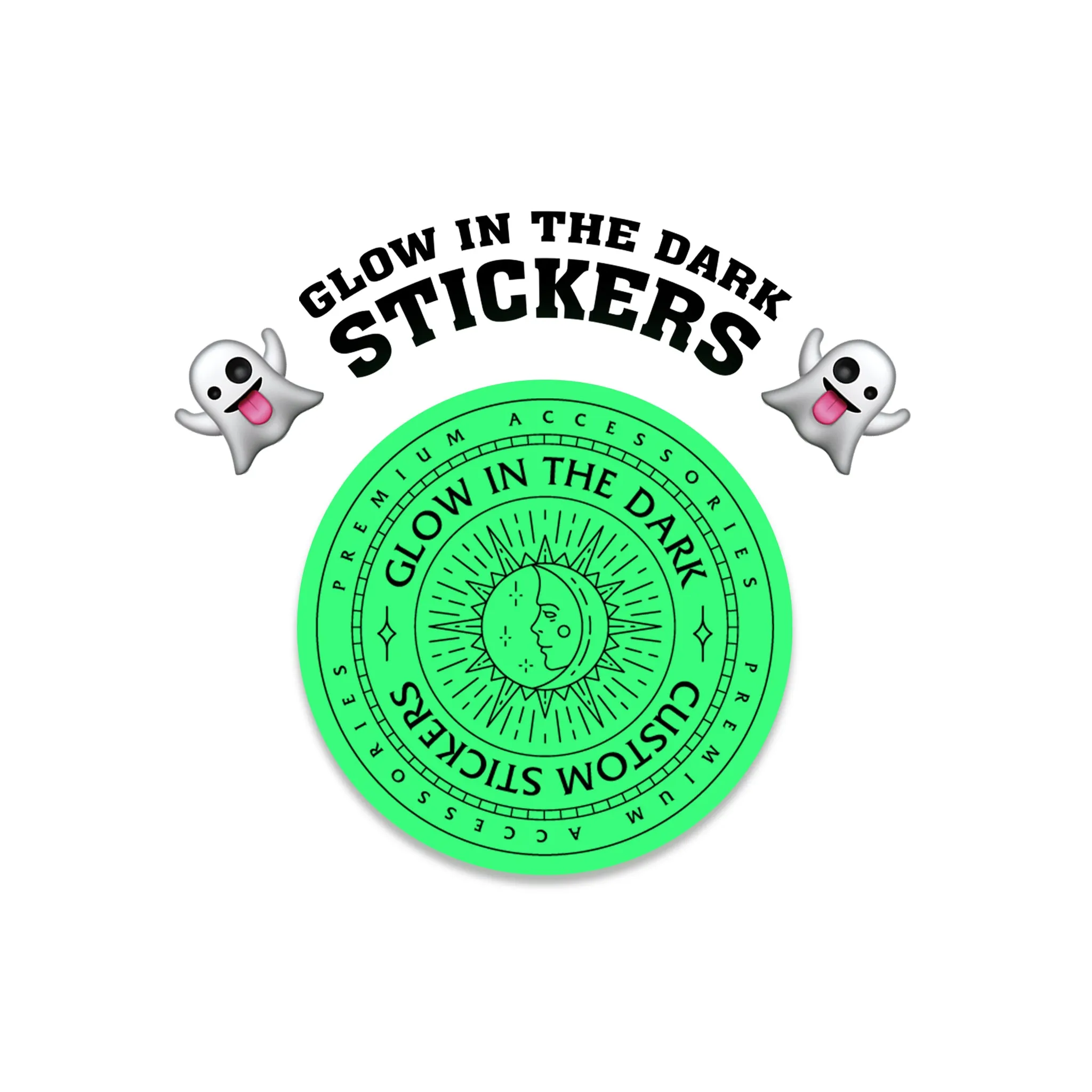 1" Custom Printed Glow in the Dark Stickers