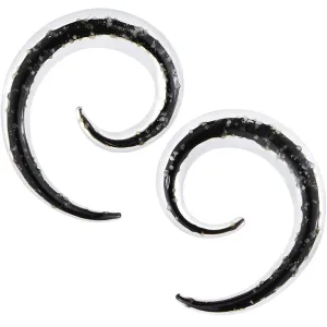 2 Gauge Clear Black Glass Glow in the Dark Spiral Taper Set