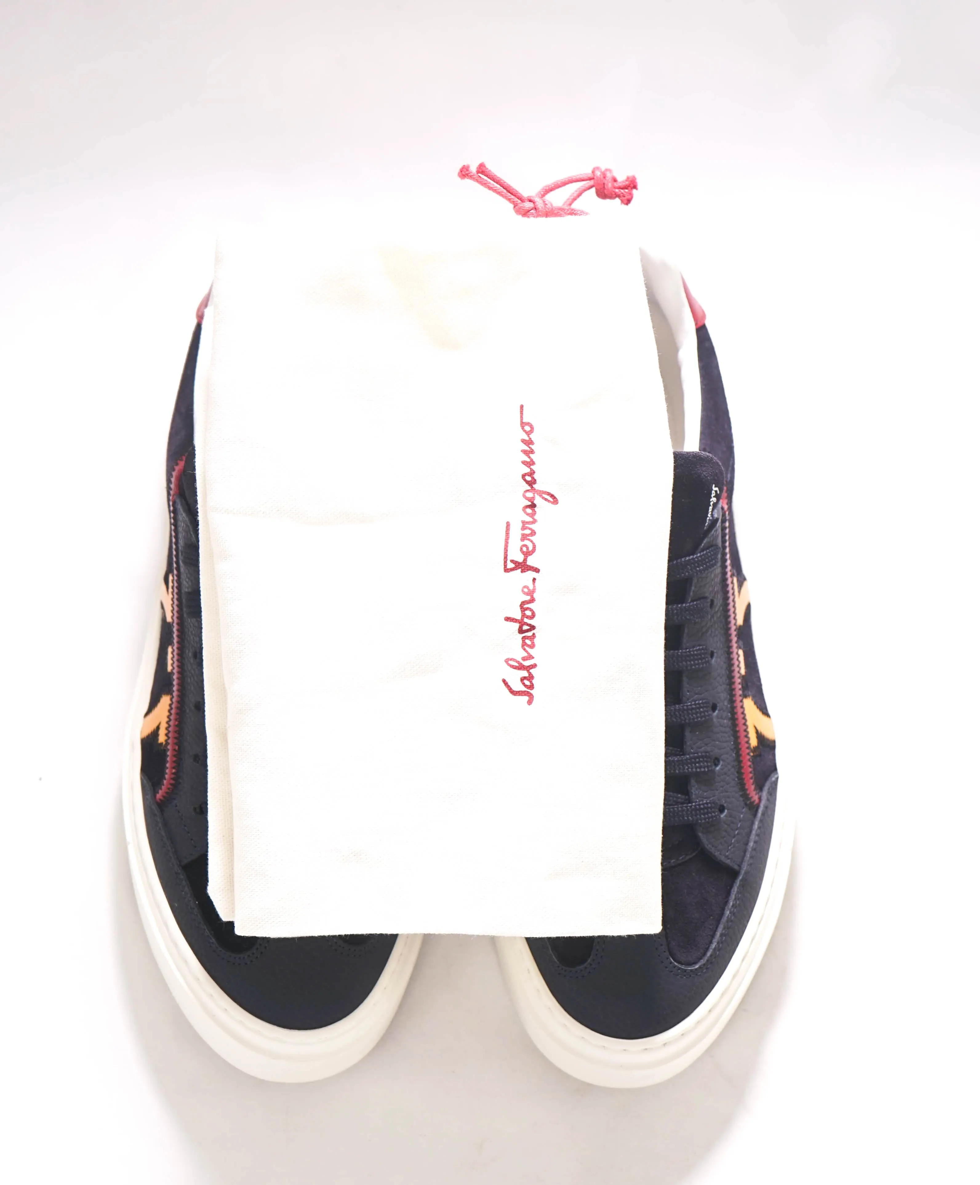 $750 SALVATORE FERRAGAMO - *BORG 5* Blue/Yellow Gancini Sneaker - 7 M US