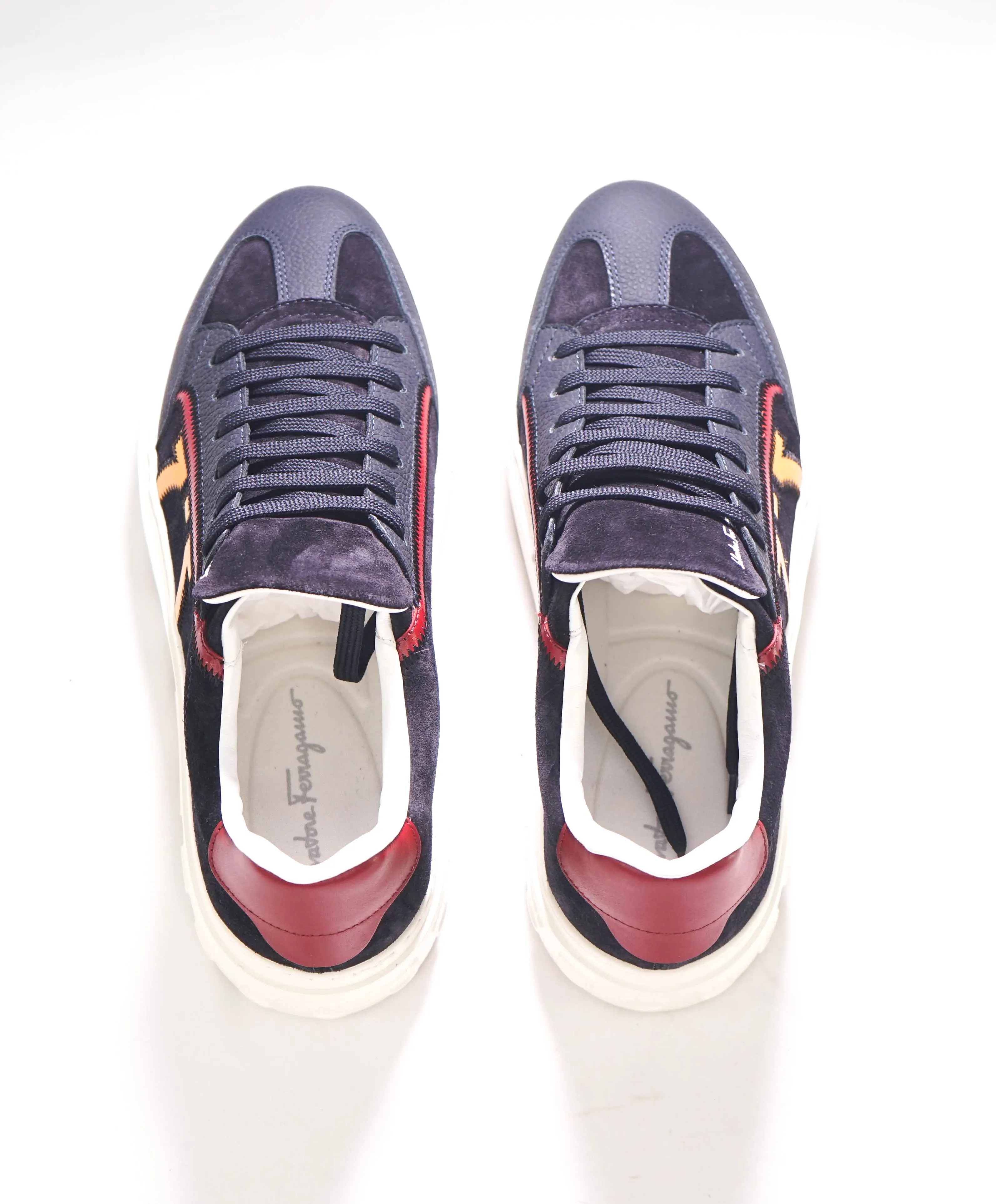 $750 SALVATORE FERRAGAMO - *BORG 5* Blue/Yellow Gancini Sneaker - 7 M US