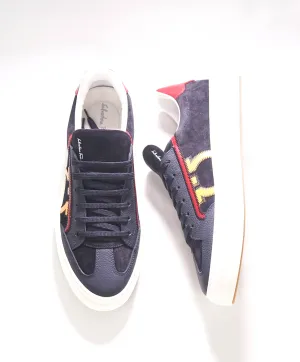 $750 SALVATORE FERRAGAMO - *BORG 5* Blue/Yellow Gancini Sneaker - 7 M US