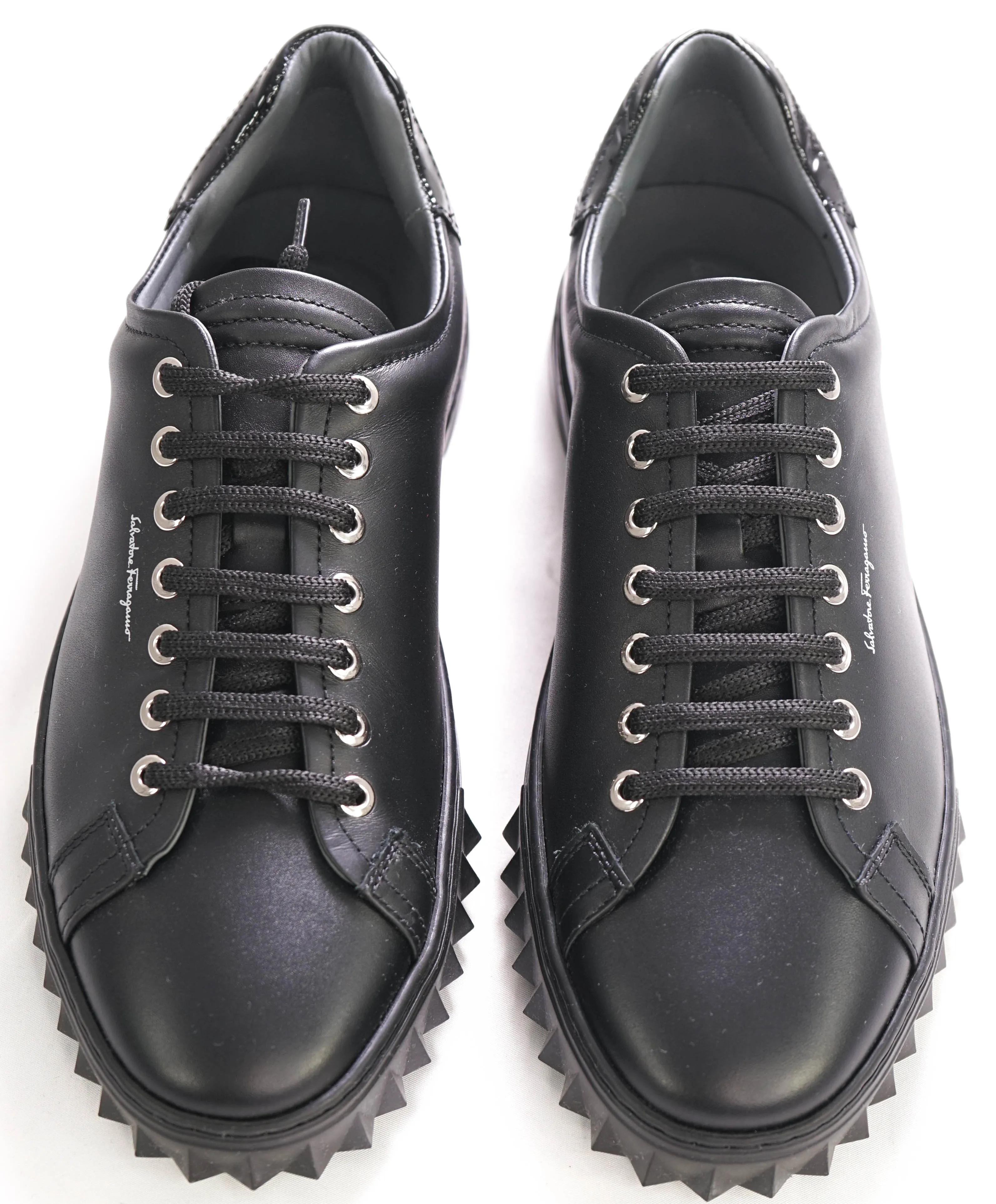 $750 SALVATORE FERRAGAMO - *CUBE* Black Gancini Sneaker - 7M US