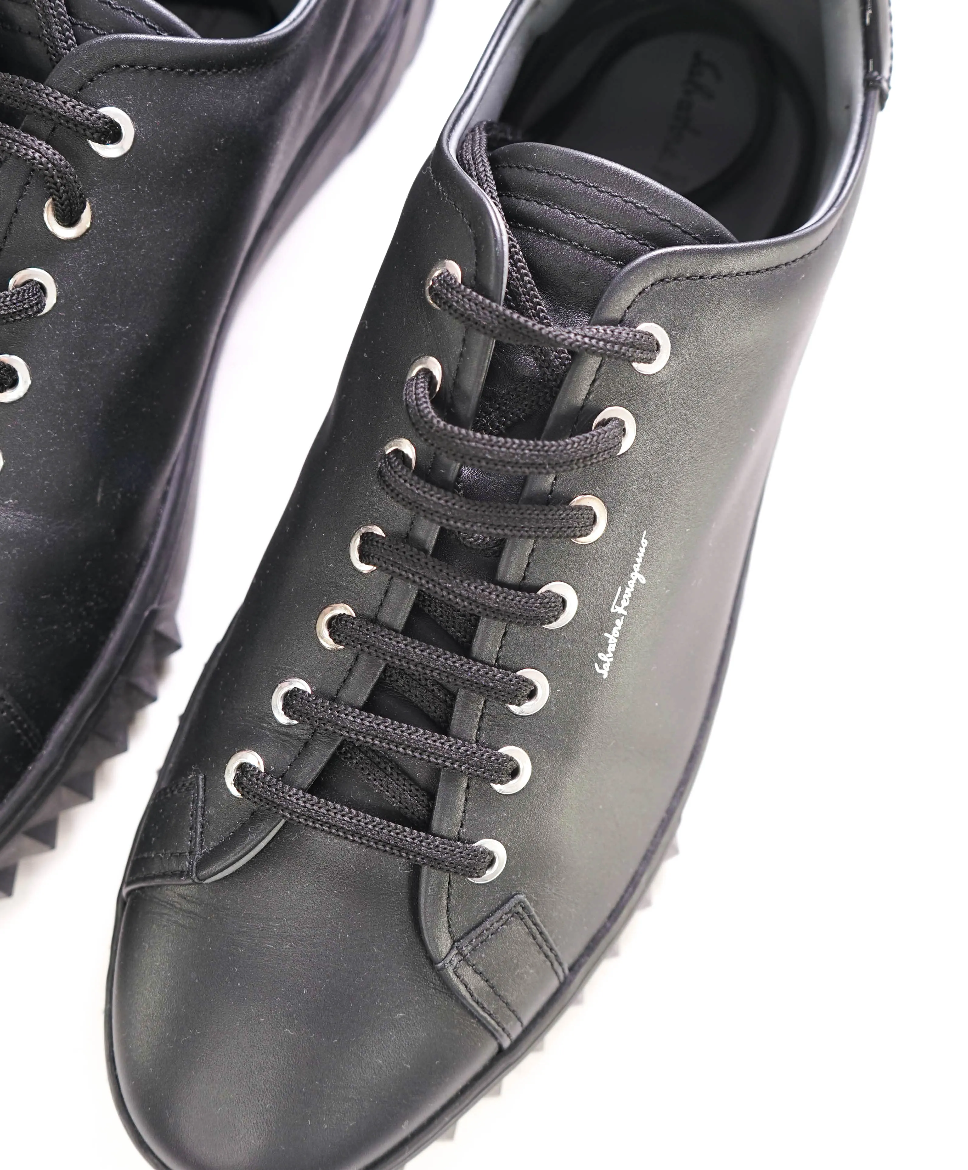 $750 SALVATORE FERRAGAMO - *Rhinoceros* Black Gancini Sneaker - 11 M US