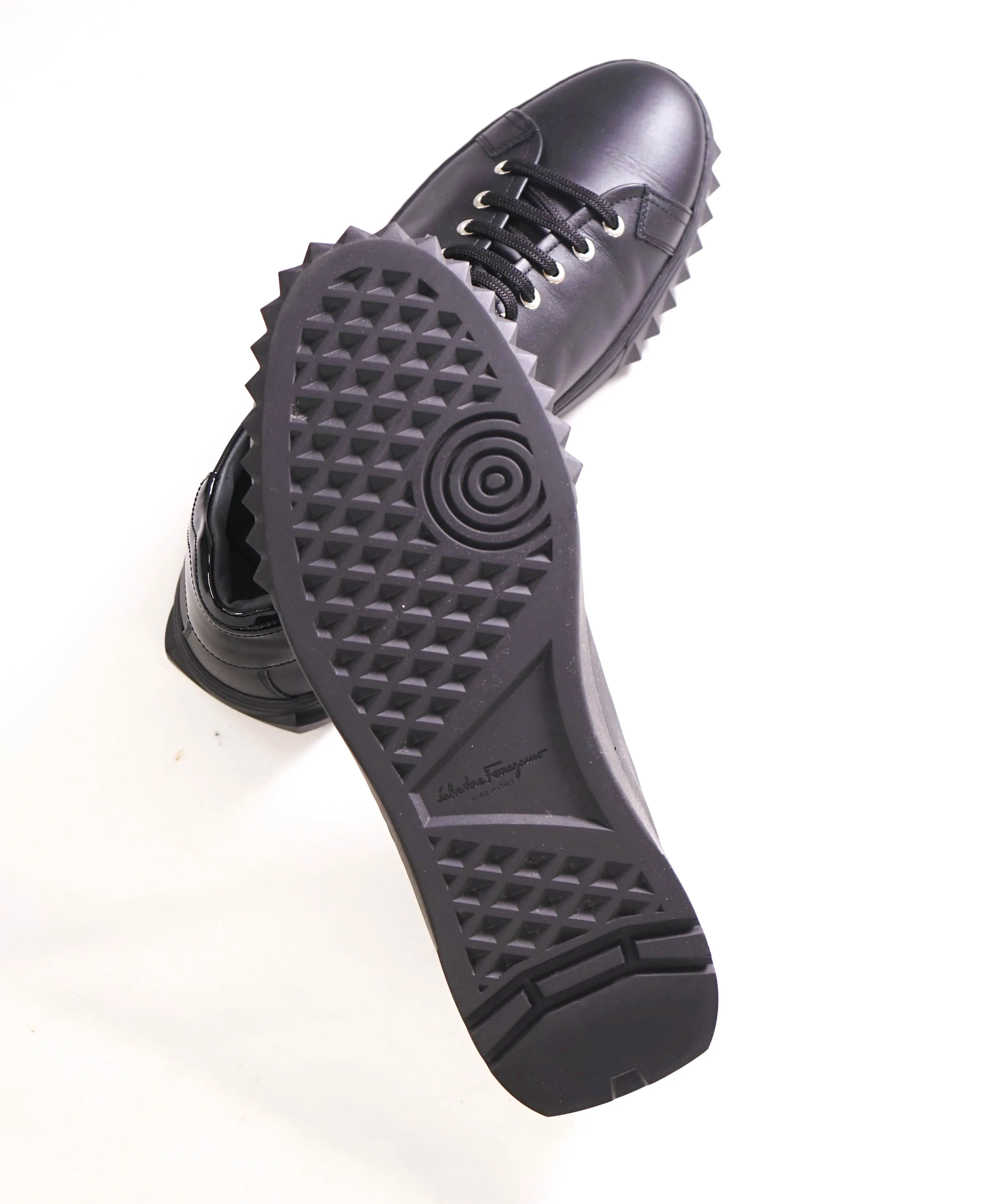 $750 SALVATORE FERRAGAMO - *Rhinoceros* Black Gancini Sneaker - 11 M US