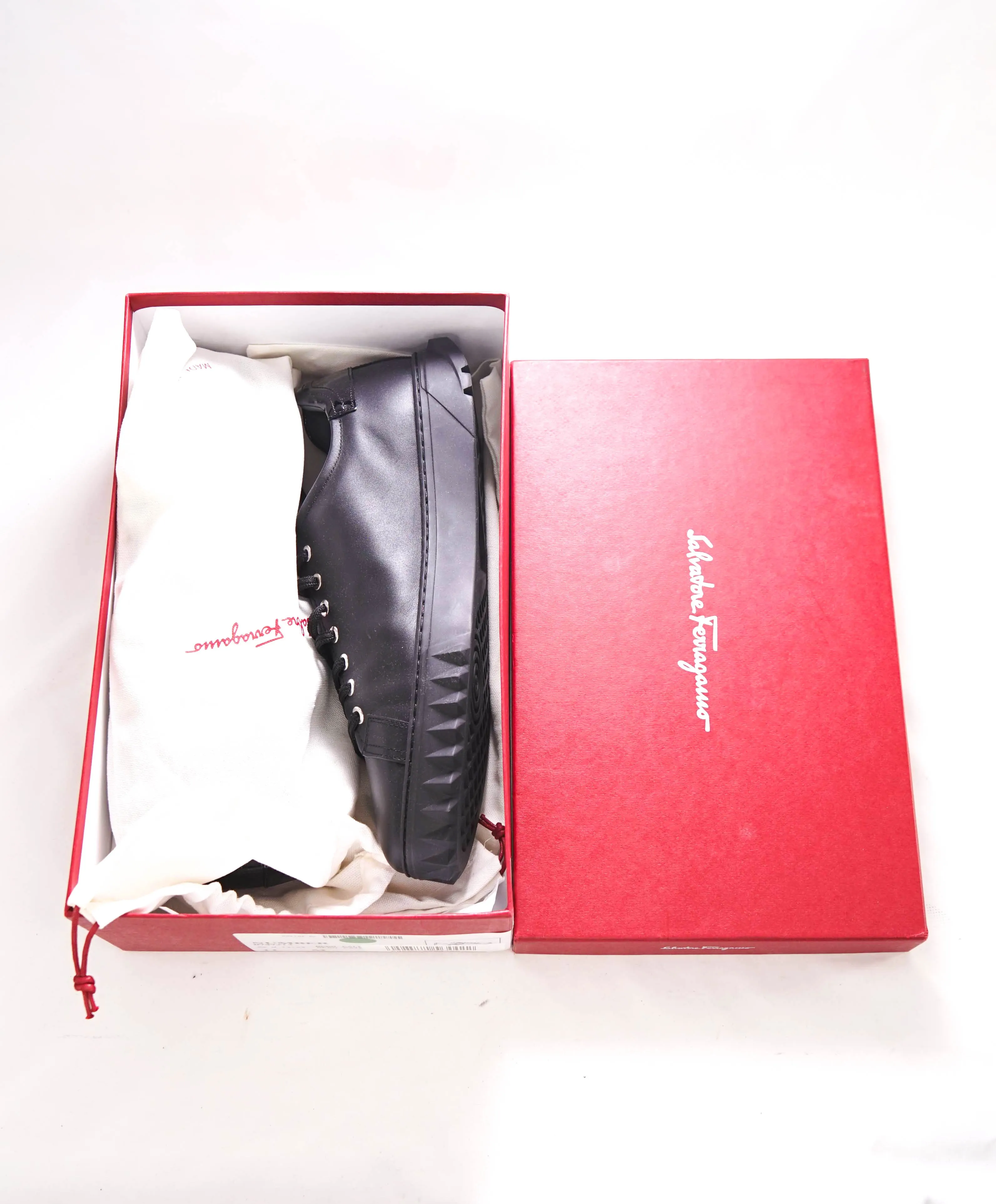 $750 SALVATORE FERRAGAMO - *Rhinoceros* Black Gancini Sneaker - 11 M US