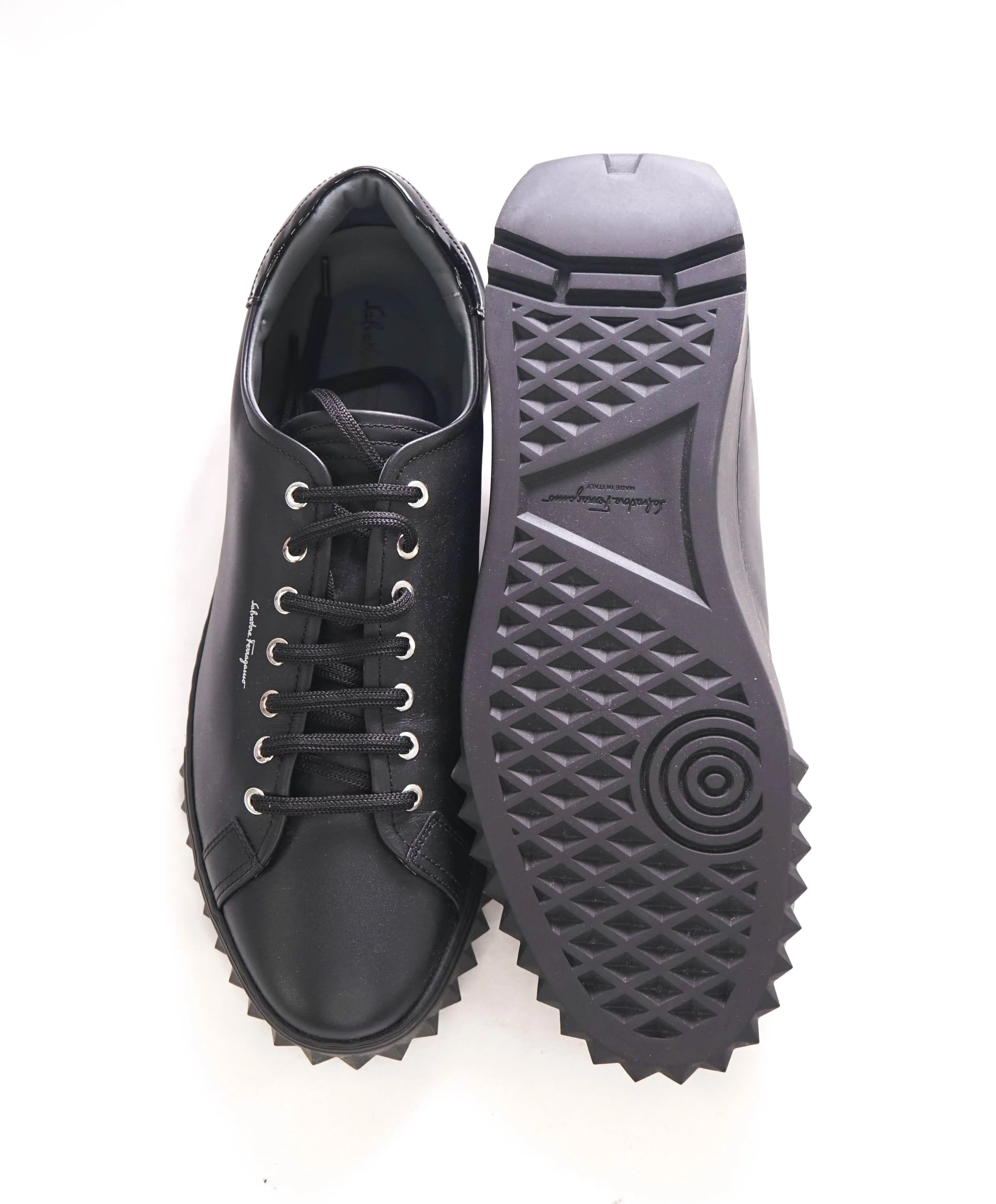 $750 SALVATORE FERRAGAMO - *Rhinoceros* Black Gancini Sneaker - 11 M US
