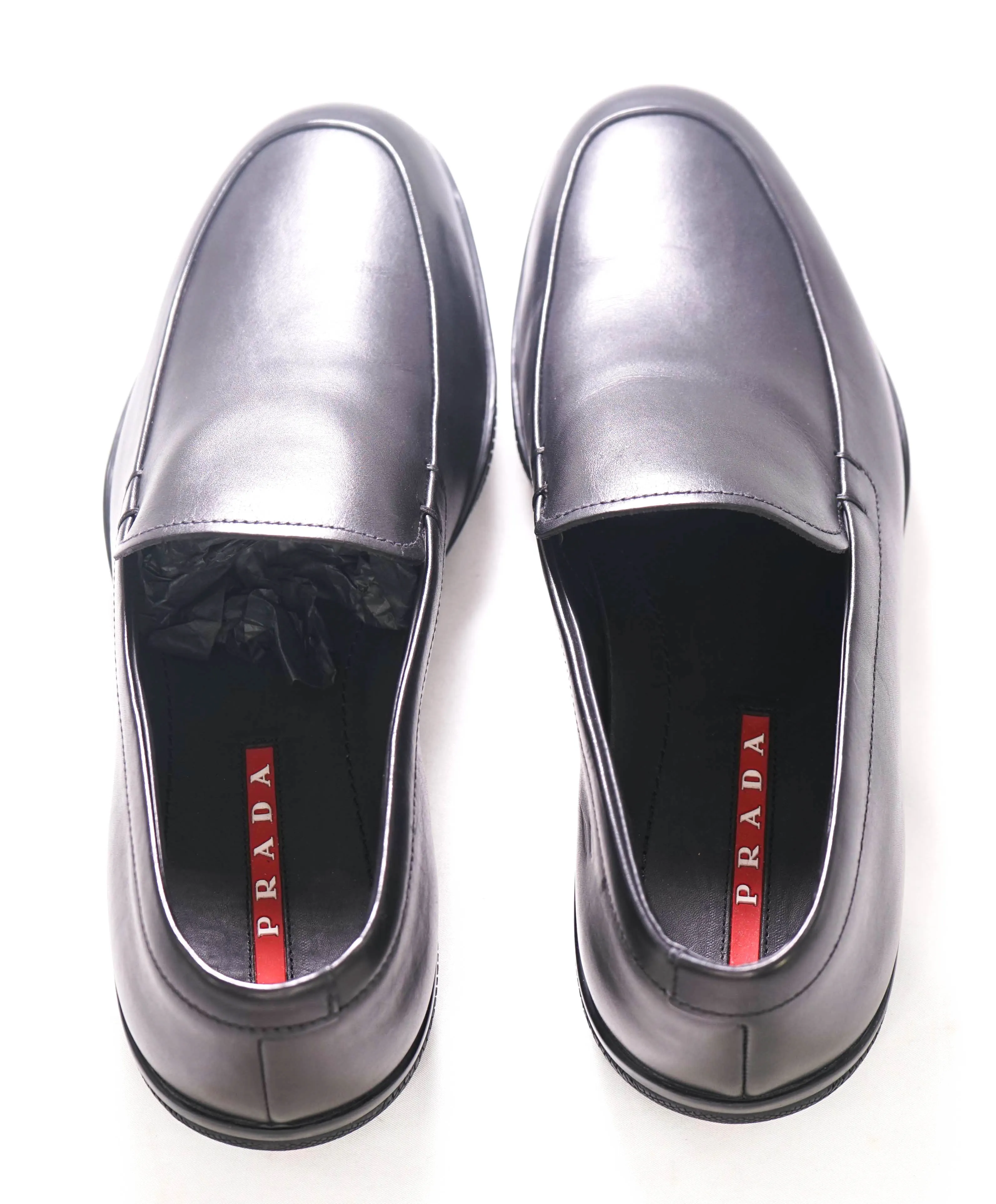 $795 PRADA - *LINEA ROSSA* Black Slip On Logo Vamp Loafer - 8.5 US (7.5 Prada)