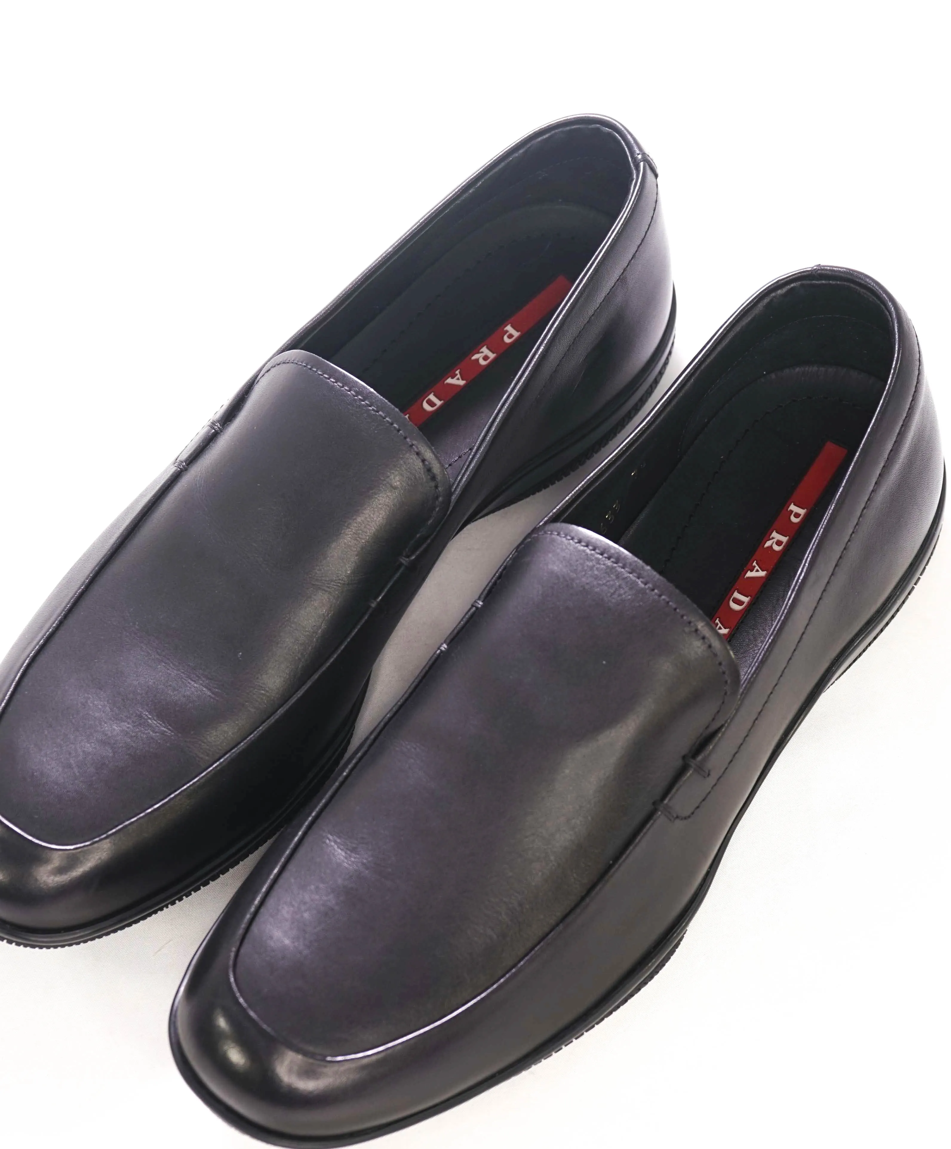 $795 PRADA - *LINEA ROSSA* Black Slip On Logo Vamp Loafer - 8.5 US (7.5 Prada)