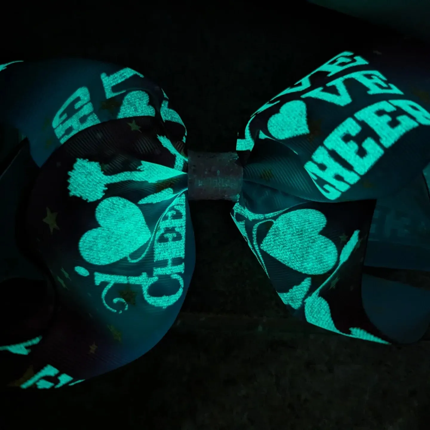 7" Glow in the Dark Cheerleading Ribbon Hair Bow
