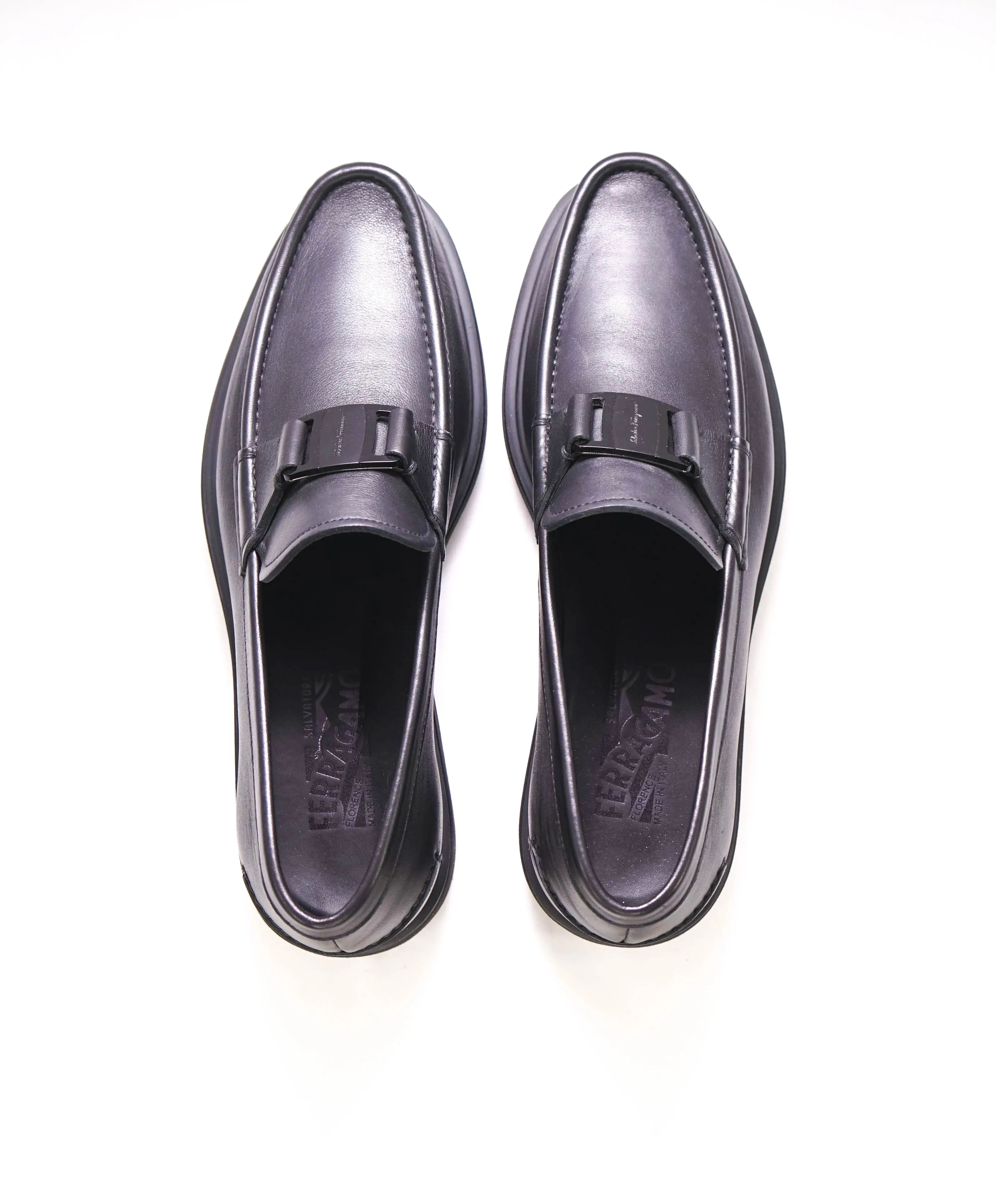 $930 SALVATORE FERRAGAMO - *SARDEGNA* Black Lug Sole Loafer - 9.5 US