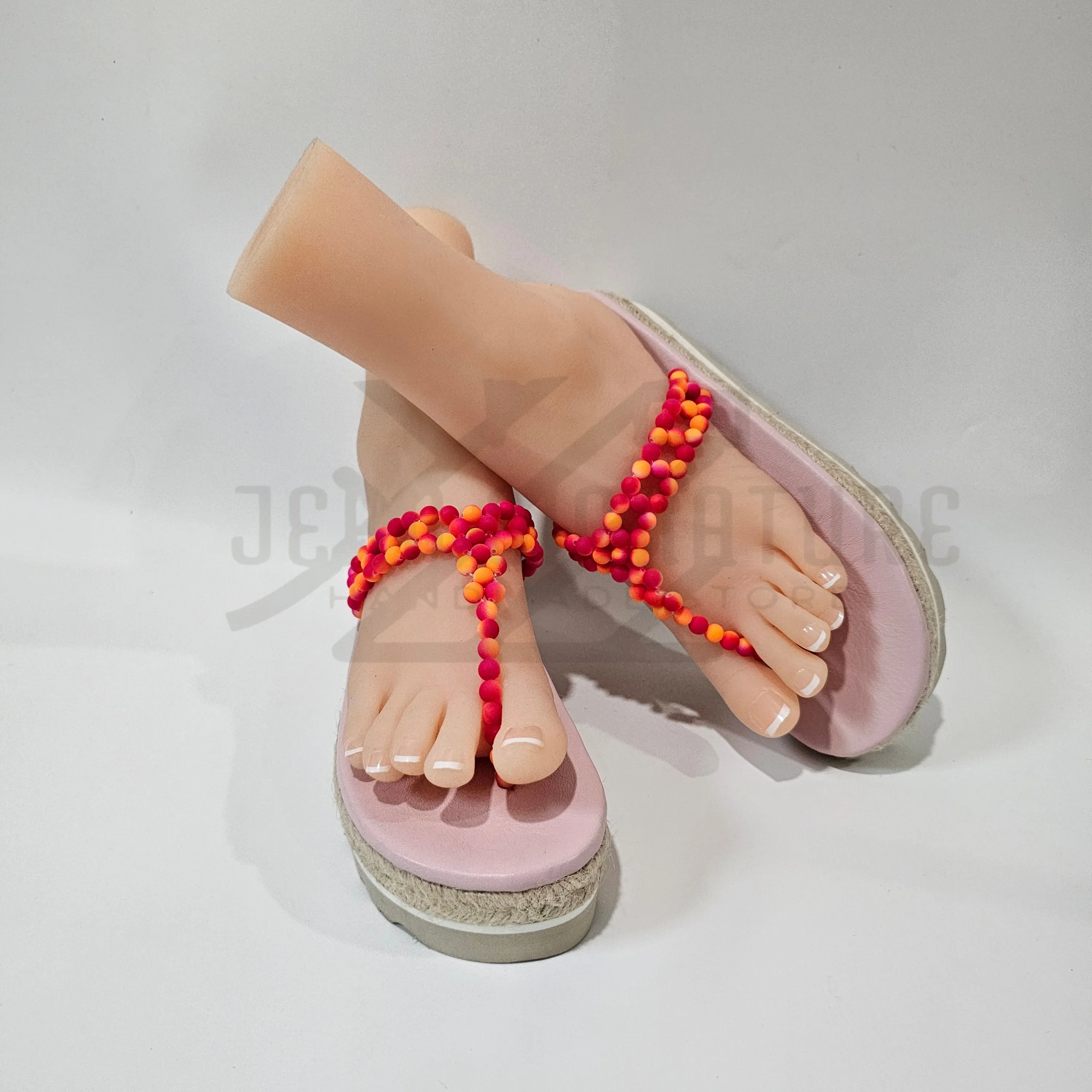 Adeline Espadrille Beaded Wedge Flip-Flop (Pink/Orange) - 03