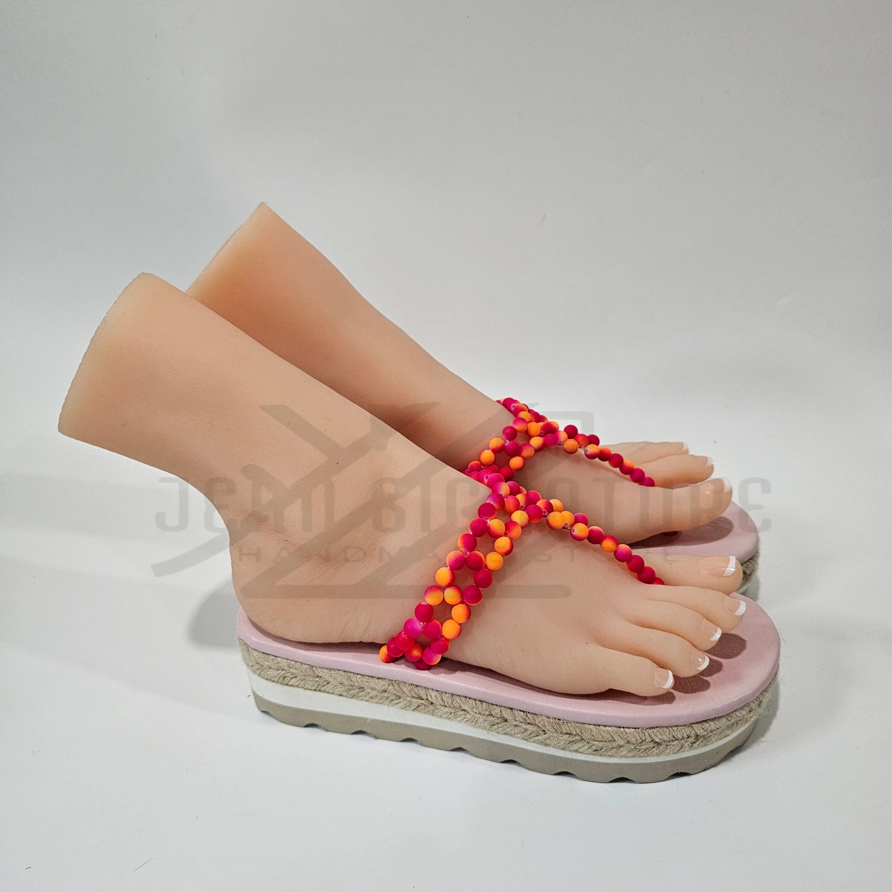 Adeline Espadrille Beaded Wedge Flip-Flop (Pink/Orange) - 03