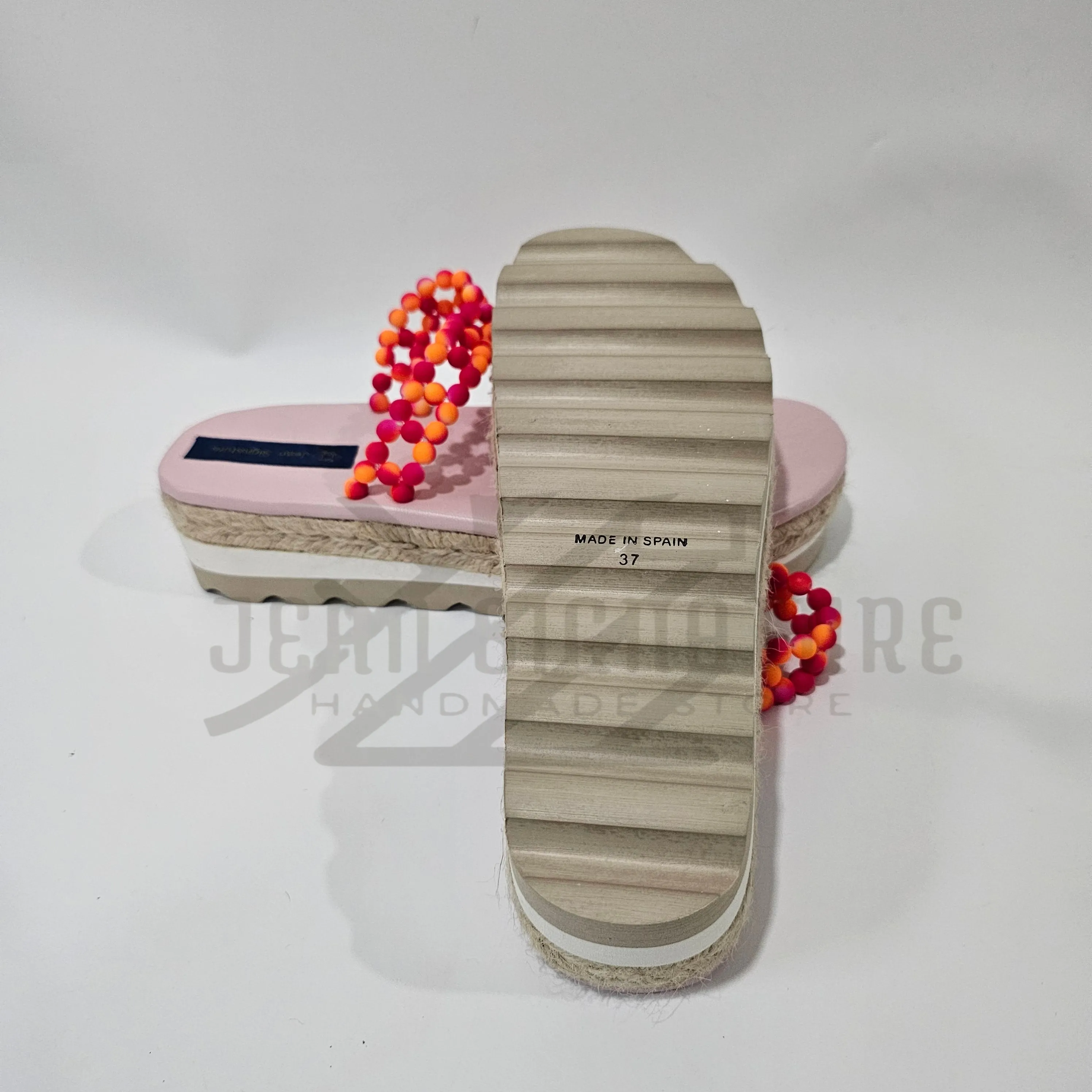 Adeline Espadrille Beaded Wedge Flip-Flop (Pink/Orange) - 03