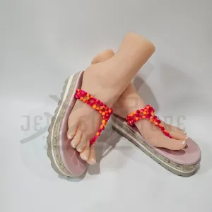 Adeline Espadrille Beaded Wedge Flip-Flop (Pink/Orange) - 03