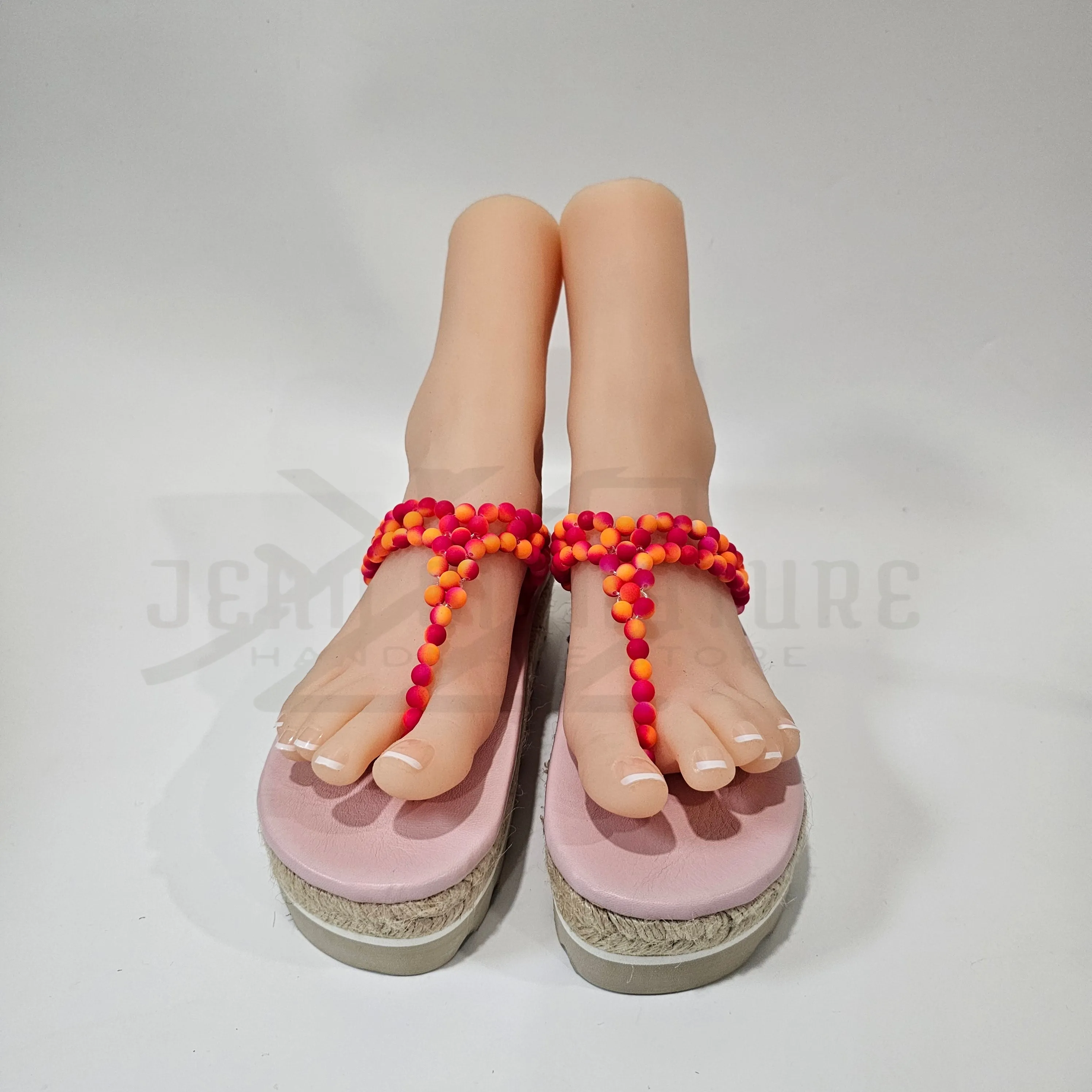 Adeline Espadrille Beaded Wedge Flip-Flop (Pink/Orange) - 03