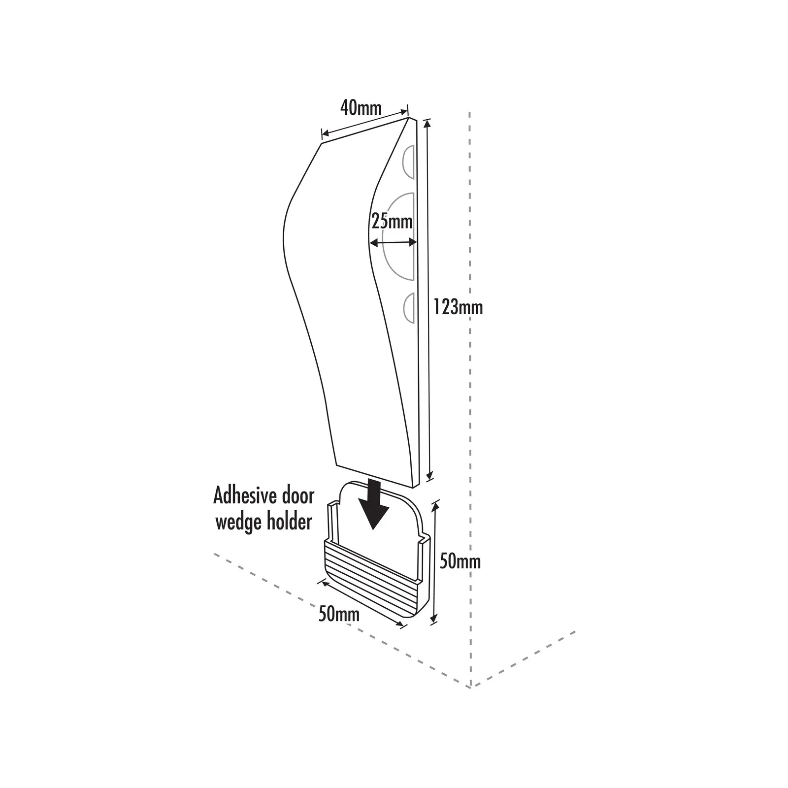 Adoored Black Rubber Heavy Duty Wedge With Holder