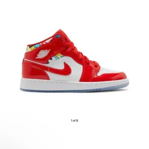 Air Jordan 1 Mid SE GS Red Sneakers Kids Size 2Y