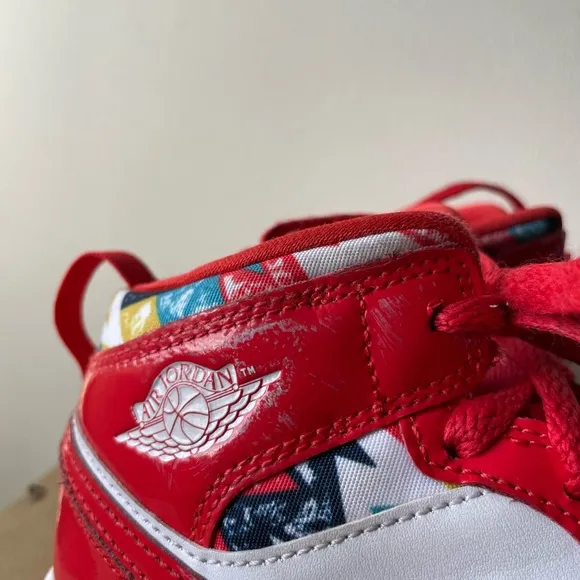 Air Jordan 1 Mid SE GS Red Sneakers Kids Size 2Y