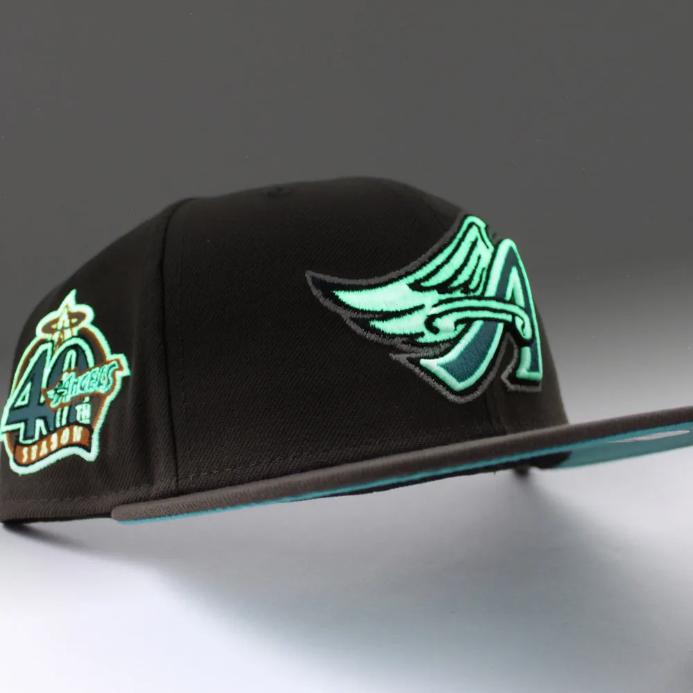 Anaheim Angels 40th Anniversary New Era 59Fifty Fitted Hat (GITD Walnut Teal Under brim)