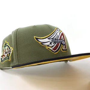 Anaheim Angels 40TH SEASON New Era 59Fifty Fitted Hat (GITD GREEN BARK NAVY GRILLED YELLOW Under Brim)