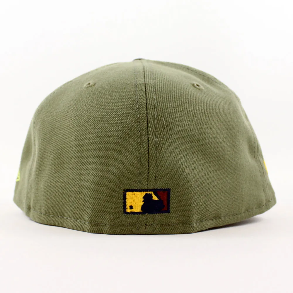 Anaheim Angels 40TH SEASON New Era 59Fifty Fitted Hat (GITD GREEN BARK NAVY GRILLED YELLOW Under Brim)