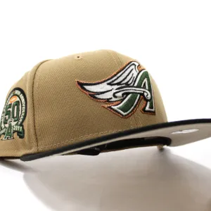 Anaheim Angels 50th Anniversary New Era 59Fifty Fitted Hat (GITD Khaki Black Stone Under Brim)