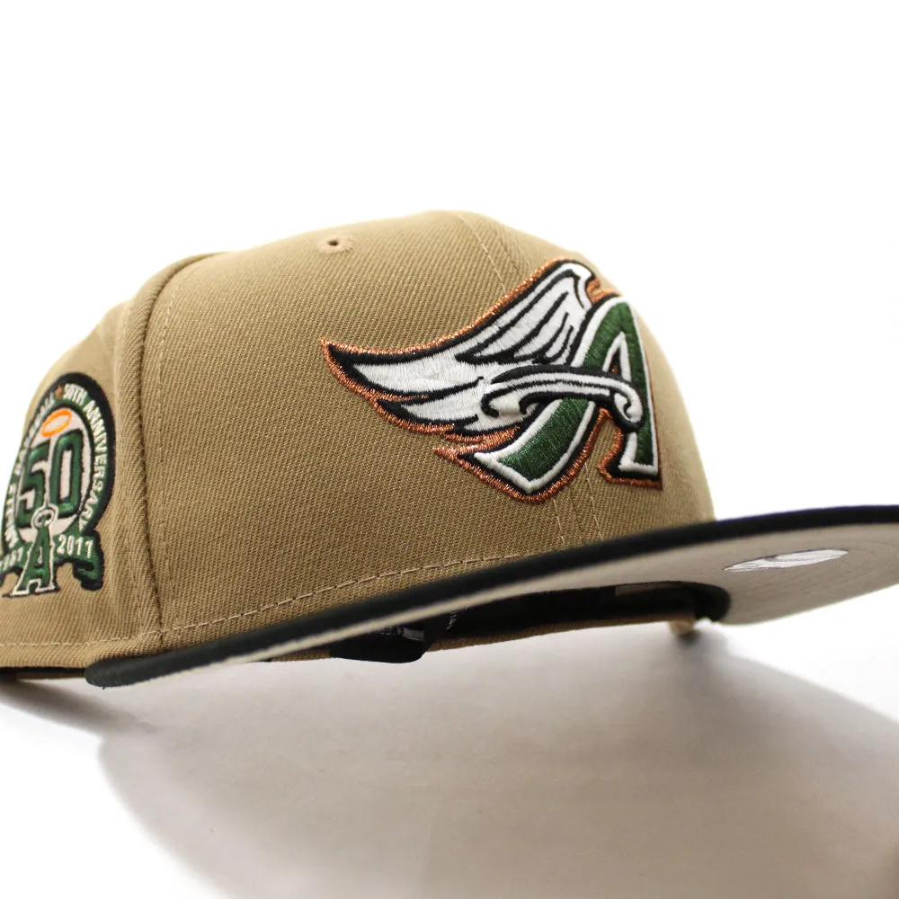 Anaheim Angels 50th Anniversary New Era 59Fifty Fitted Hat (GITD Khaki Black Stone Under Brim)