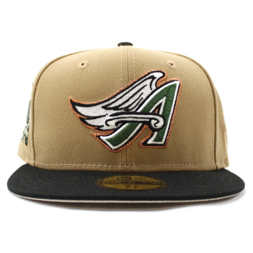 Anaheim Angels 50th Anniversary New Era 59Fifty Fitted Hat (GITD Khaki Black Stone Under Brim)