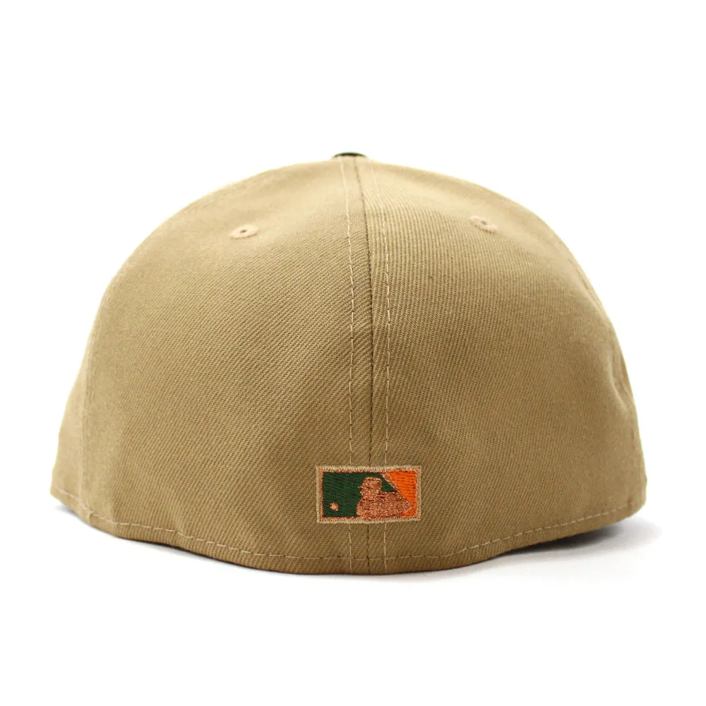 Anaheim Angels 50th Anniversary New Era 59Fifty Fitted Hat (GITD Khaki Black Stone Under Brim)