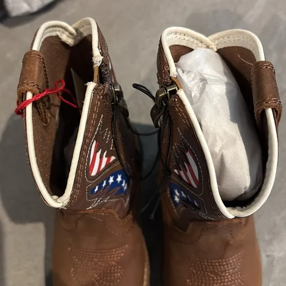 Ariat LiL Stompers George leather upper Boots, American Flag,TPR outsole