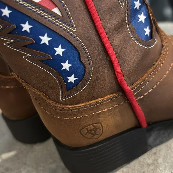 Ariat LiL Stompers George leather upper Boots, American Flag,TPR outsole