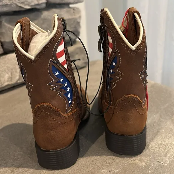 Ariat LiL Stompers George leather upper Boots, American Flag,TPR outsole