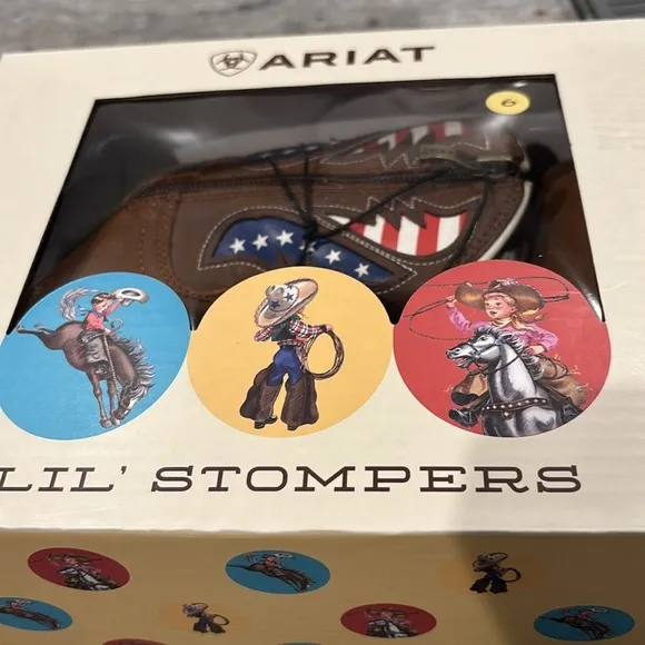 Ariat LiL Stompers George leather upper Boots, American Flag,TPR outsole