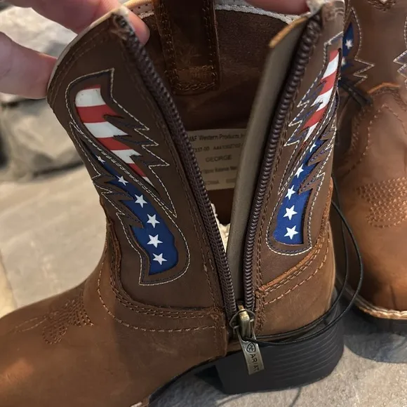 Ariat LiL Stompers George leather upper Boots, American Flag,TPR outsole