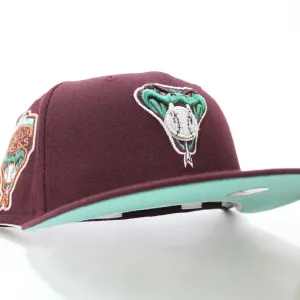 Arizona Diamondbacks 1998 INAUGURAL SEASON New Era 59Fifty Fitted Hat V2 (GITD Maroon Mint Under Brim)