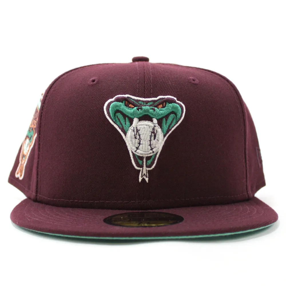 Arizona Diamondbacks 1998 INAUGURAL SEASON New Era 59Fifty Fitted Hat V2 (GITD Maroon Mint Under Brim)