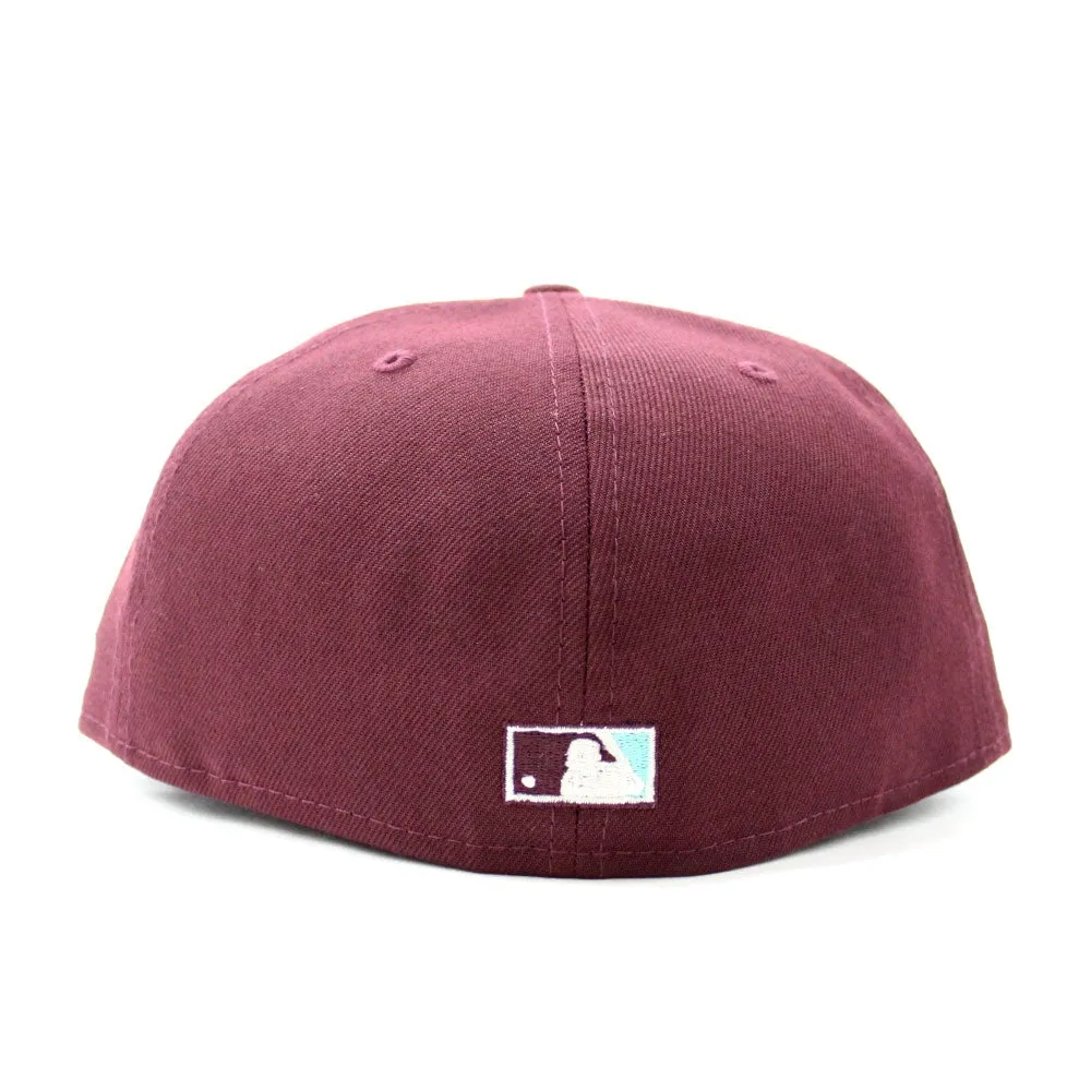 Arizona Diamondbacks 1998 INAUGURAL SEASON New Era 59Fifty Fitted Hat V2 (GITD Maroon Mint Under Brim)