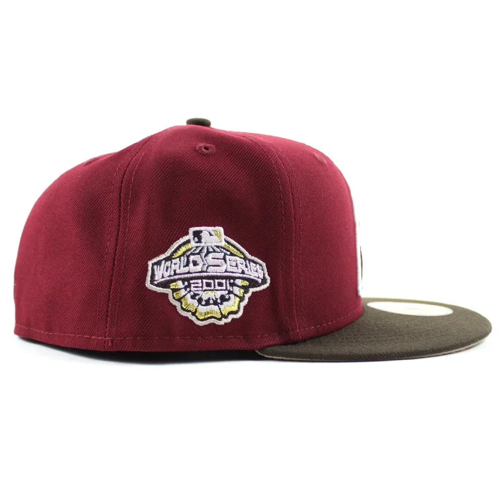 Arizona Diamondbacks 2001 World Series New Era 59Fifty Fitted Hat (GITD Cardinal Walnut Camel Under Brim)