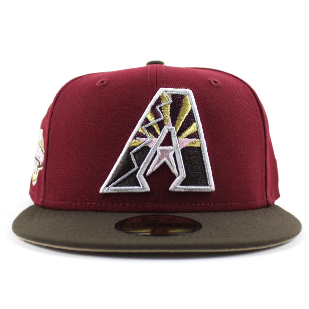 Arizona Diamondbacks 2001 World Series New Era 59Fifty Fitted Hat (GITD Cardinal Walnut Camel Under Brim)