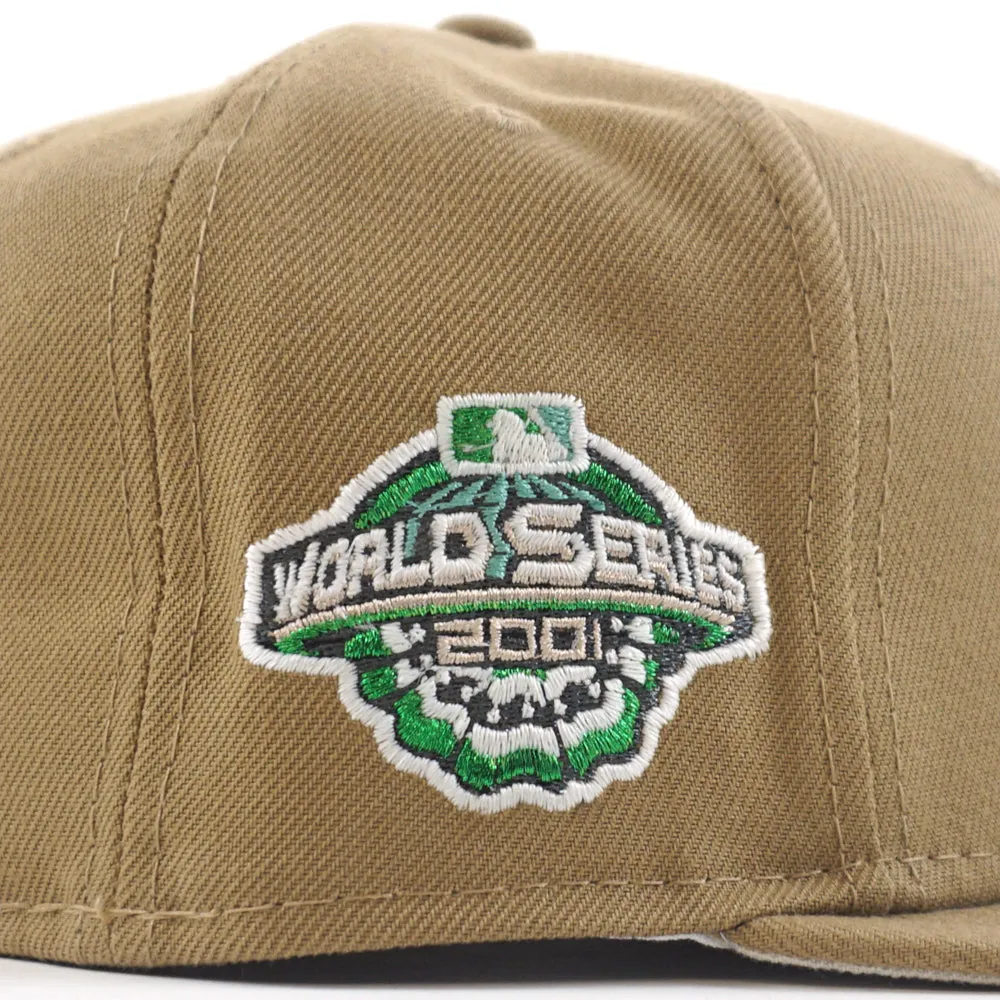 Arizona Diamondbacks 2001 World Series New Era 59Fifty Fitted Hat (GITD Khaki Stone Under Brim)