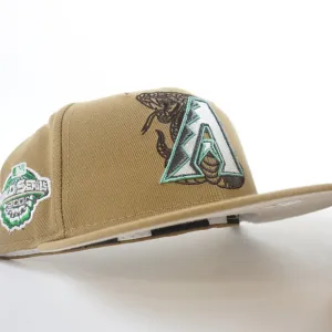 Arizona Diamondbacks 2001 World Series New Era 59Fifty Fitted Hat (GITD Khaki Stone Under Brim)