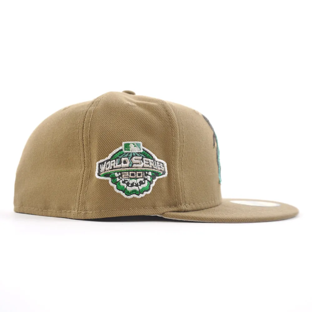 Arizona Diamondbacks 2001 World Series New Era 59Fifty Fitted Hat (GITD Khaki Stone Under Brim)